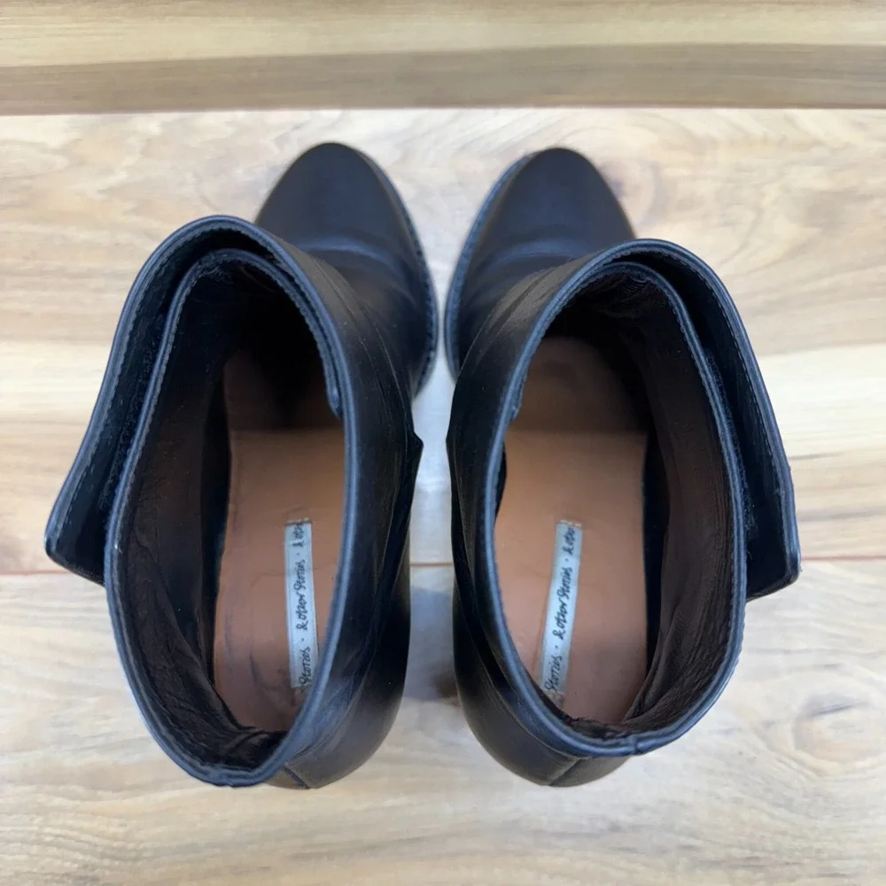& Other Stories Womens Boots Size 8 EU 38 Black‎ Leather Block Heel Booties